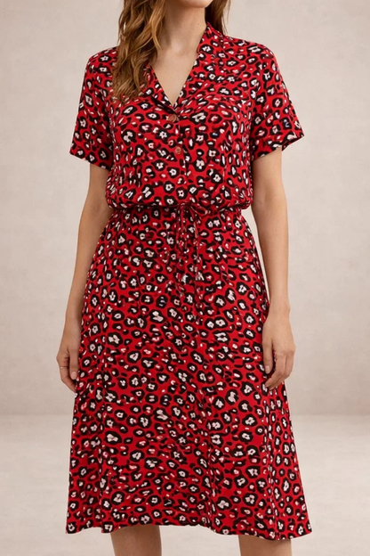 Robe Midi Fluide Imprimée – Coupe Féminine Taille Ajustable | Robe Femme