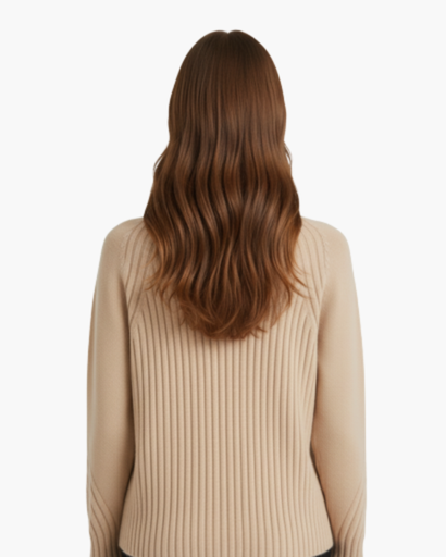 Pull femme col roulé tricot structuré beige, détail de la maille