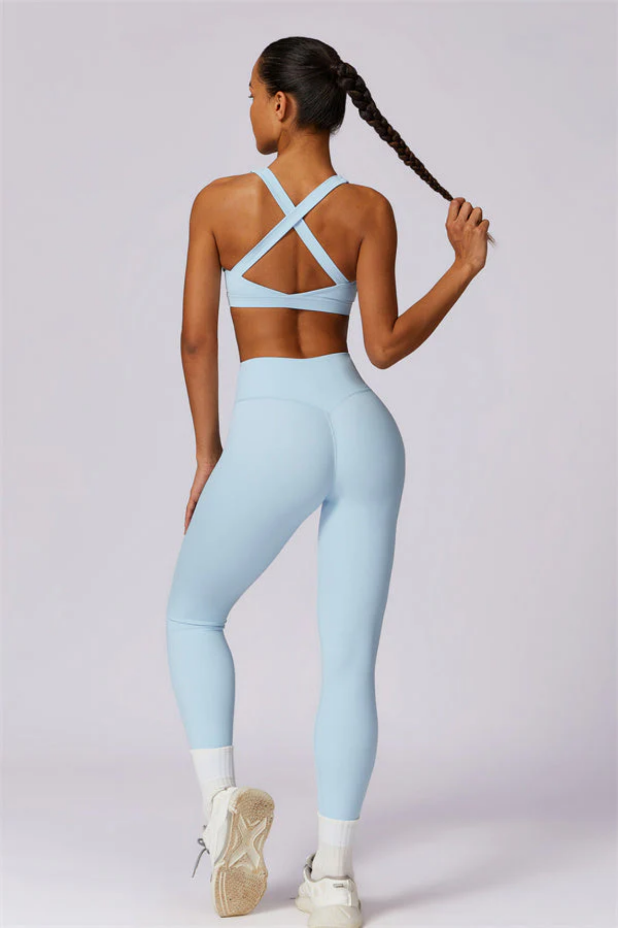 Ensemble Sport Femme Dos Croisé – Brassière et Legging Taille Haute Sculptant
