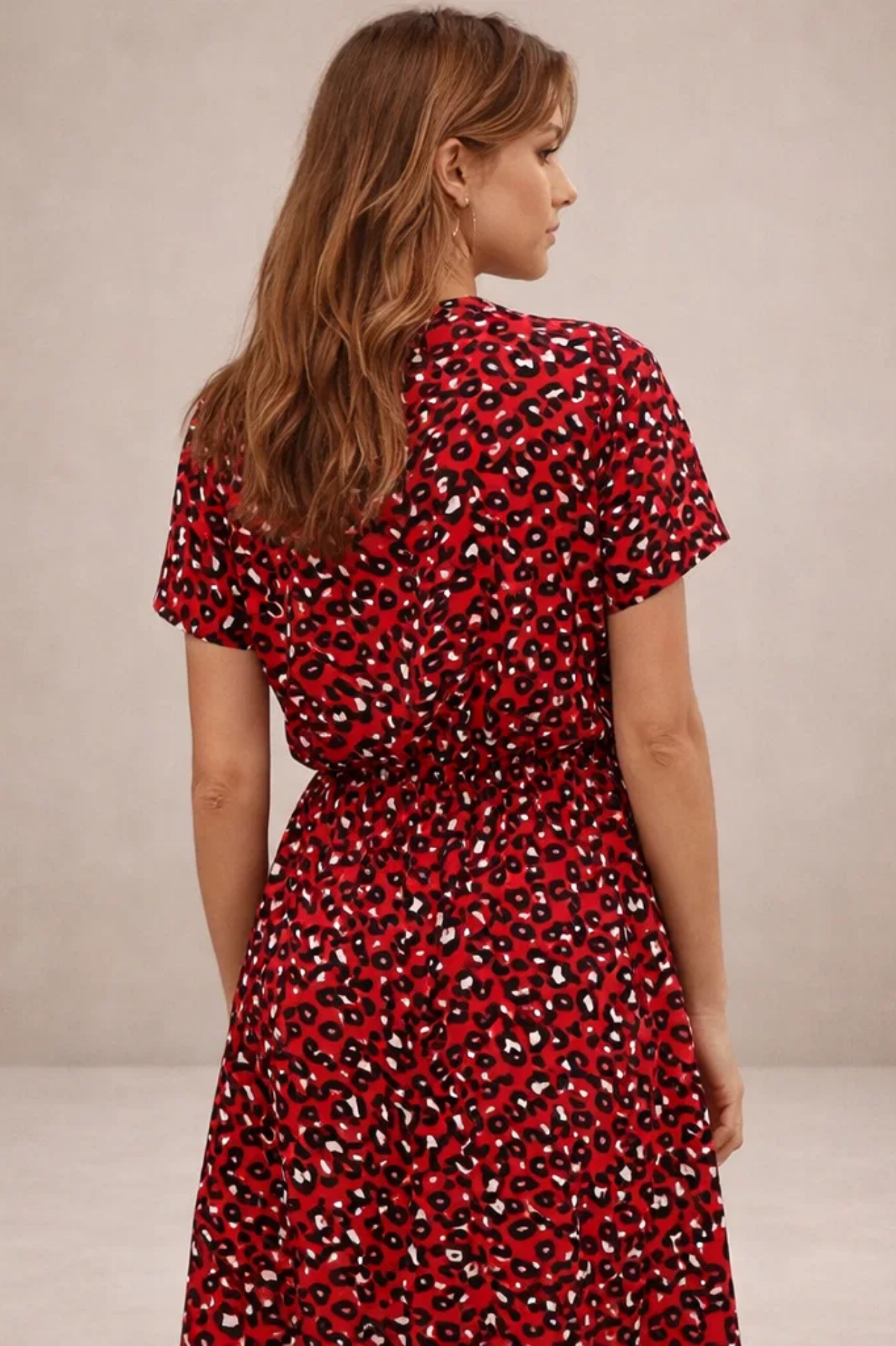 Robe Midi Fluide Imprimée – Coupe Féminine Taille Ajustable | Robe Femme