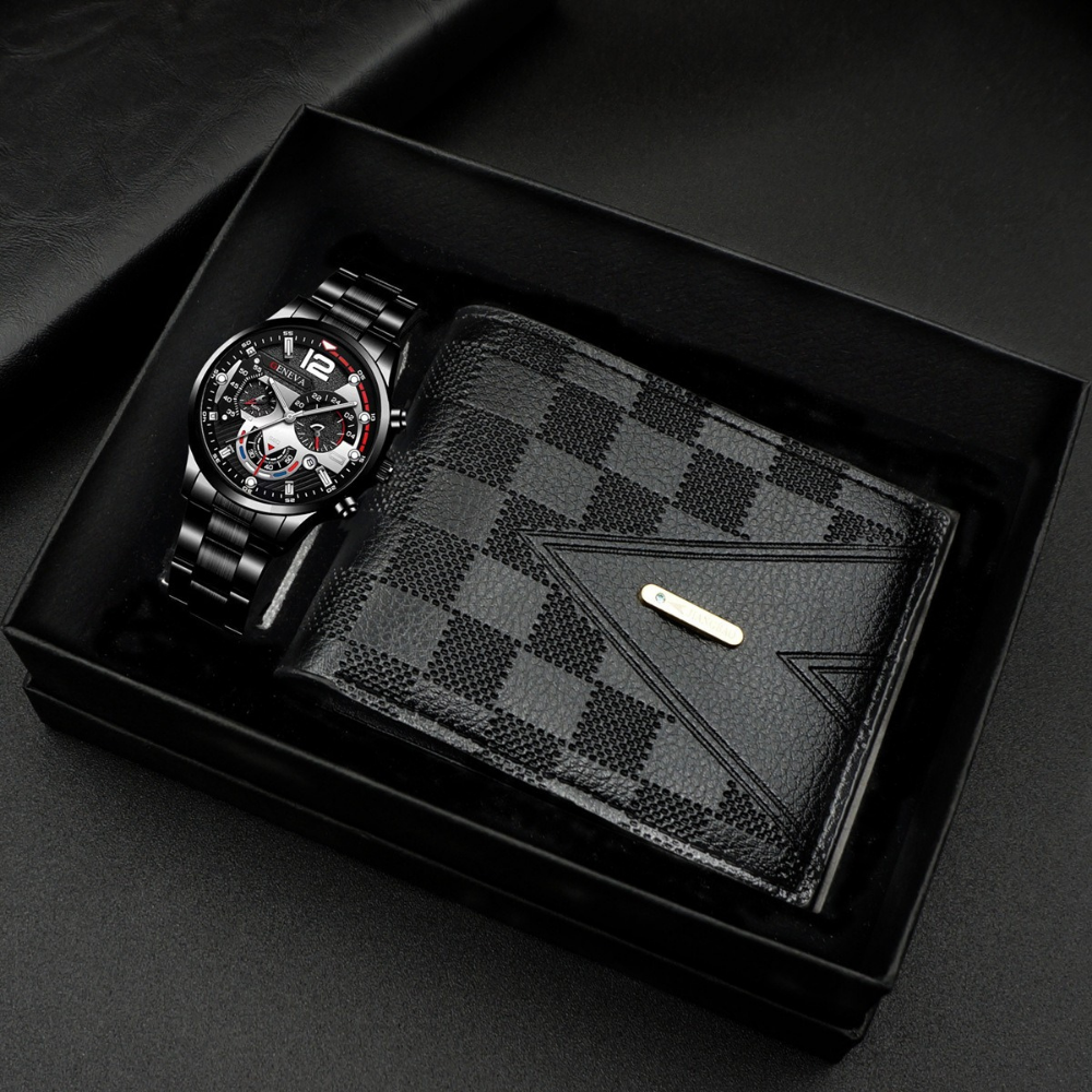 Coffret homme noir et argent