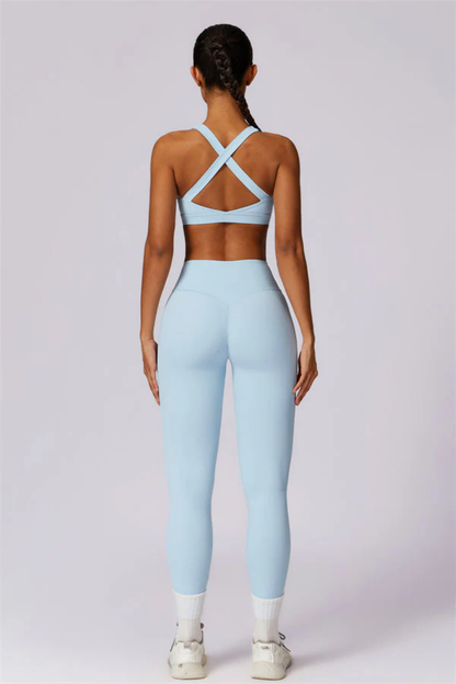 Ensemble Sport Femme Dos Croisé – Brassière et Legging Taille Haute Sculptant