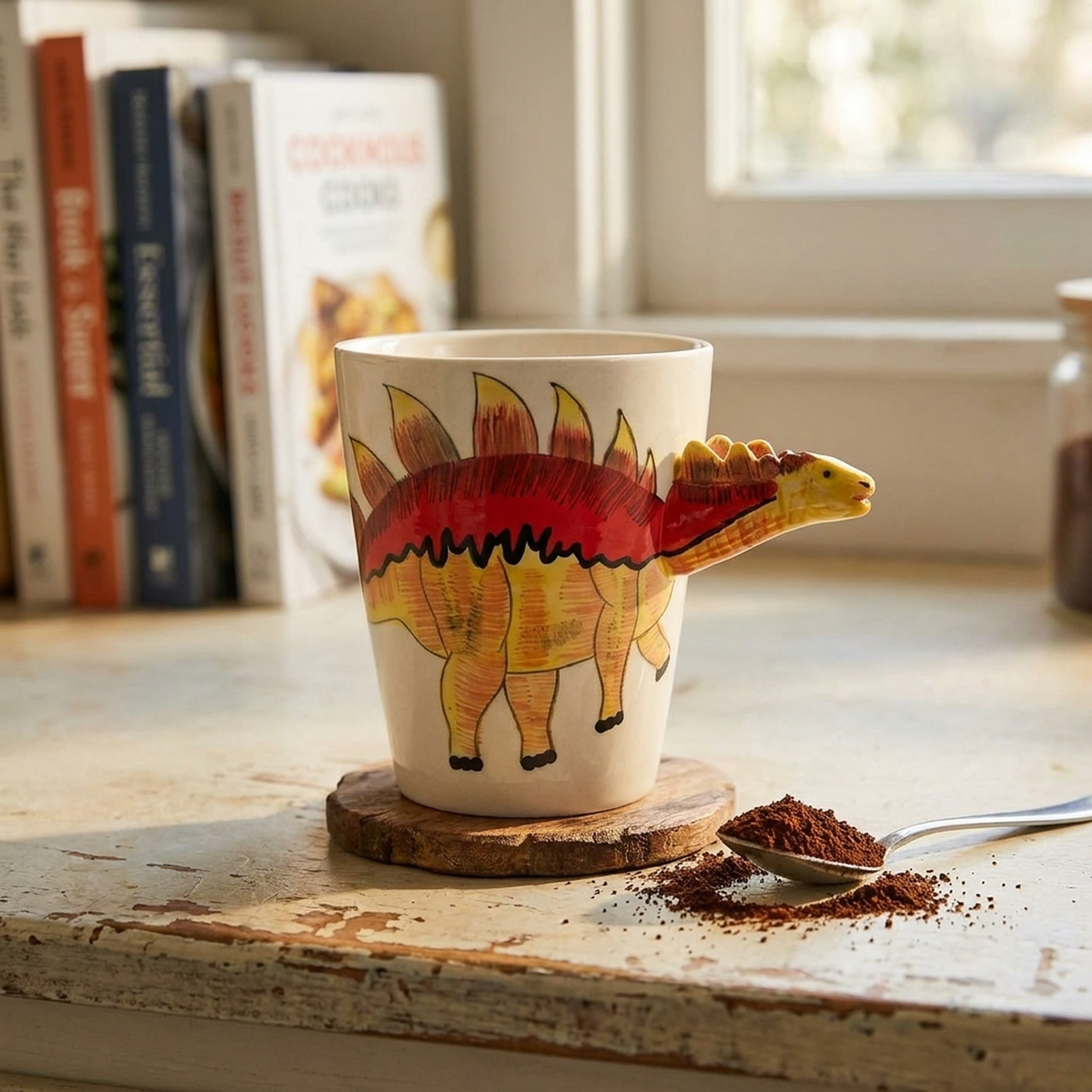 Mug dinosaure Stégosaure peint à la main