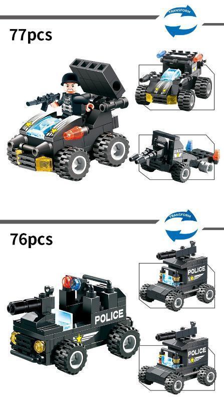 Sous-constructions buggy et jeep avec nombre de pièces et flèches de reconstruction
