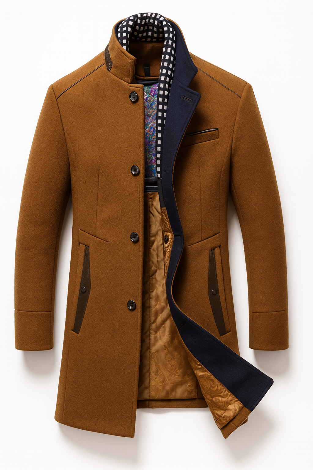 Manteau en polyester pour homme avec col montant