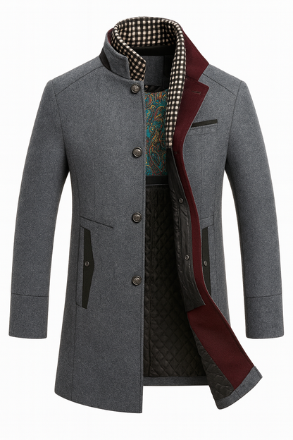 Manteau en polyester pour homme avec col montant