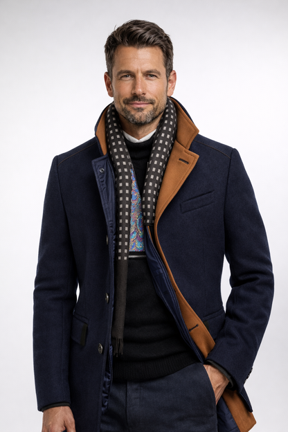 Manteau en polyester pour homme avec col montant