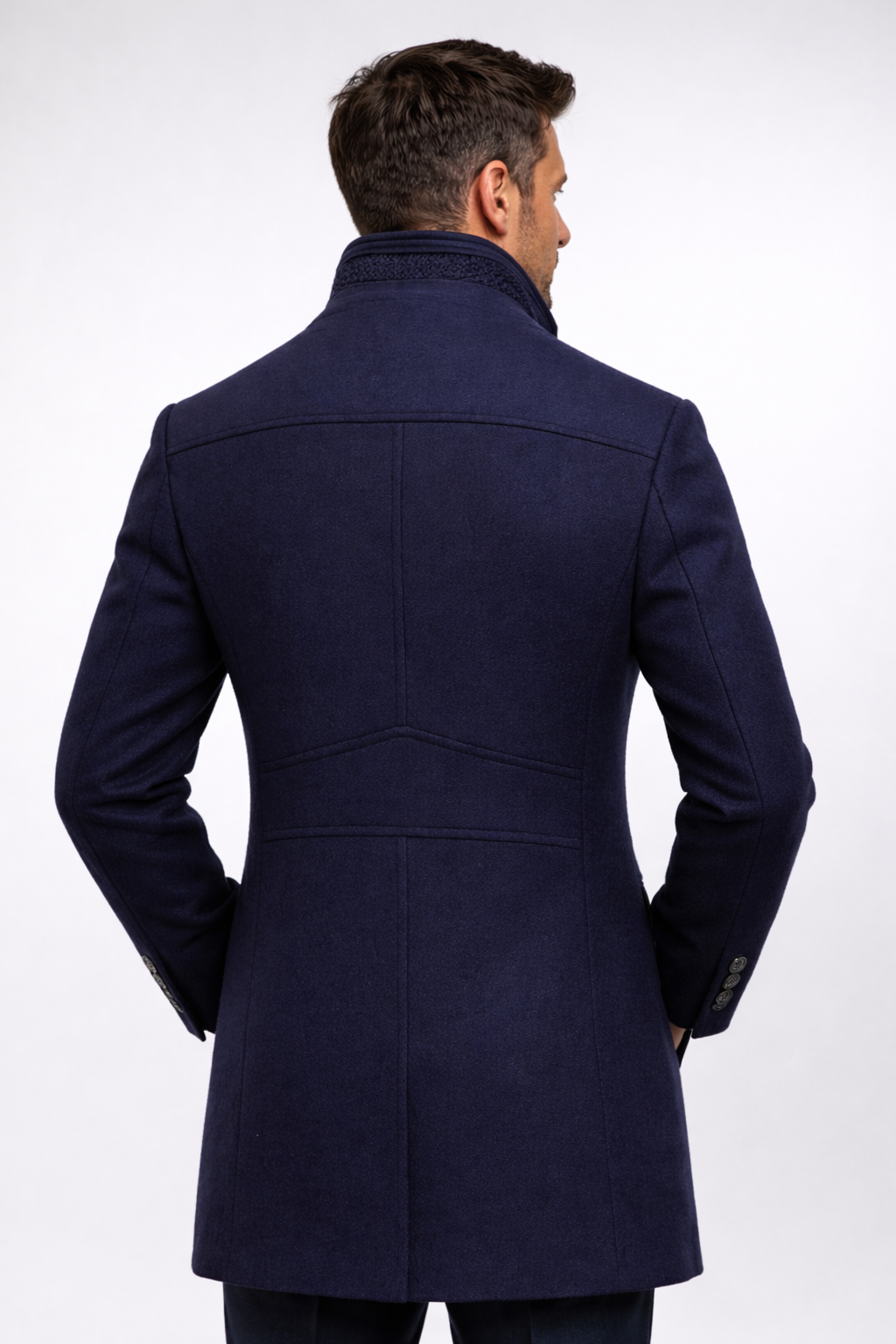 Manteau en polyester pour homme avec col montant