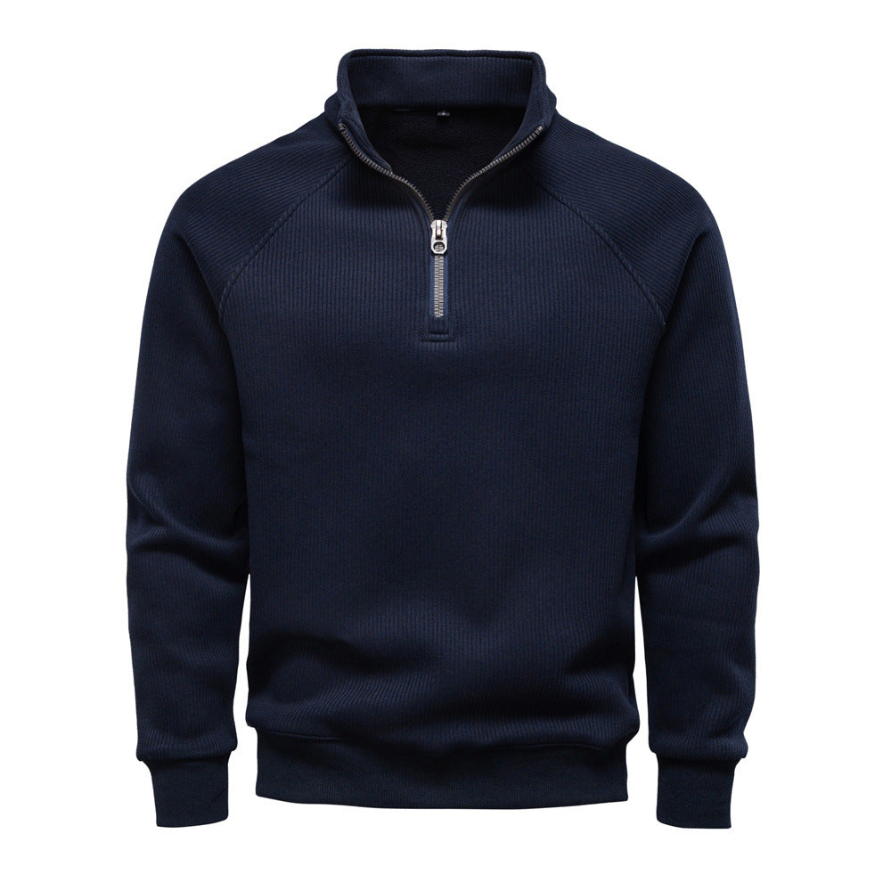 Pull en polyester avec fermeture éclair quart de tour pour homme
