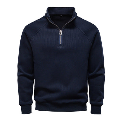 Pull en polyester avec fermeture éclair quart de tour pour homme