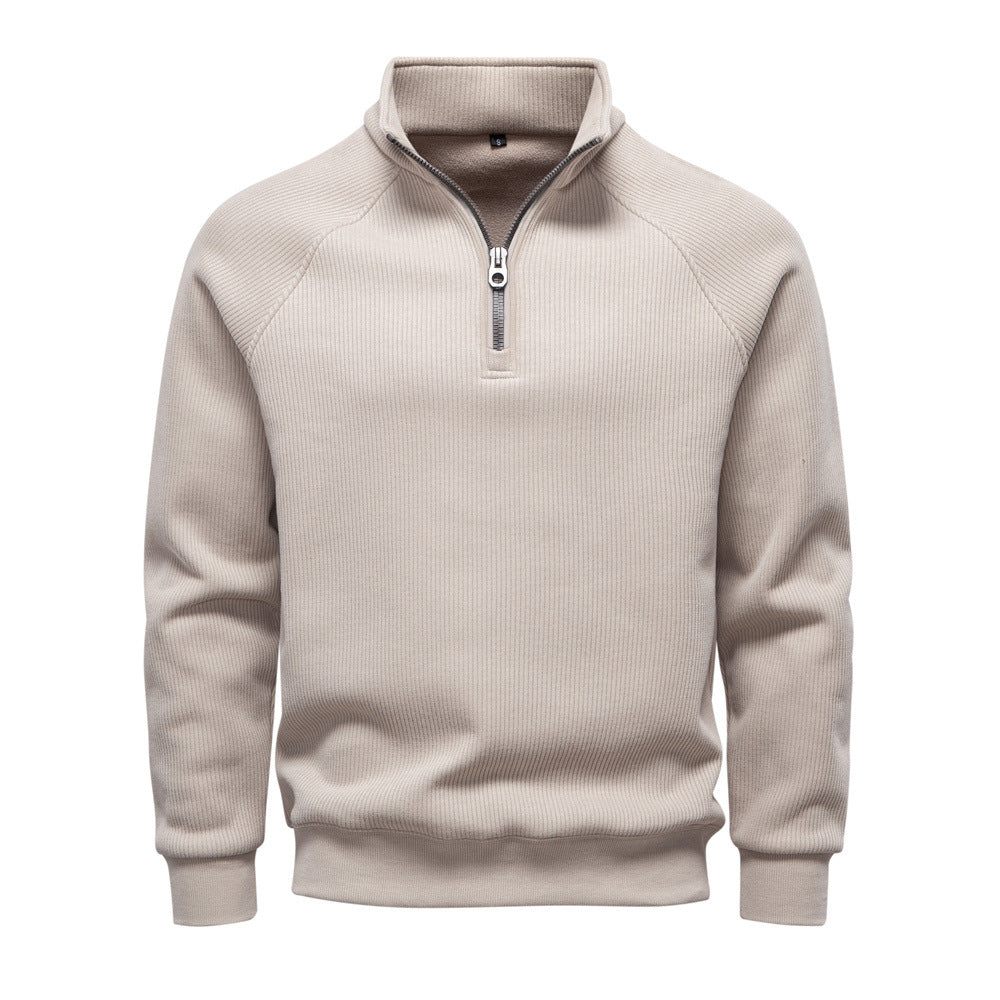 Pull en polyester avec fermeture éclair quart de tour pour homme