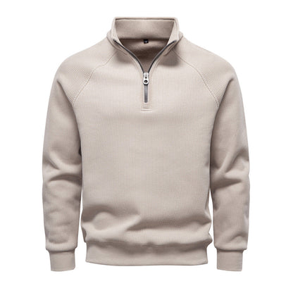 Pull en polyester avec fermeture éclair quart de tour pour homme