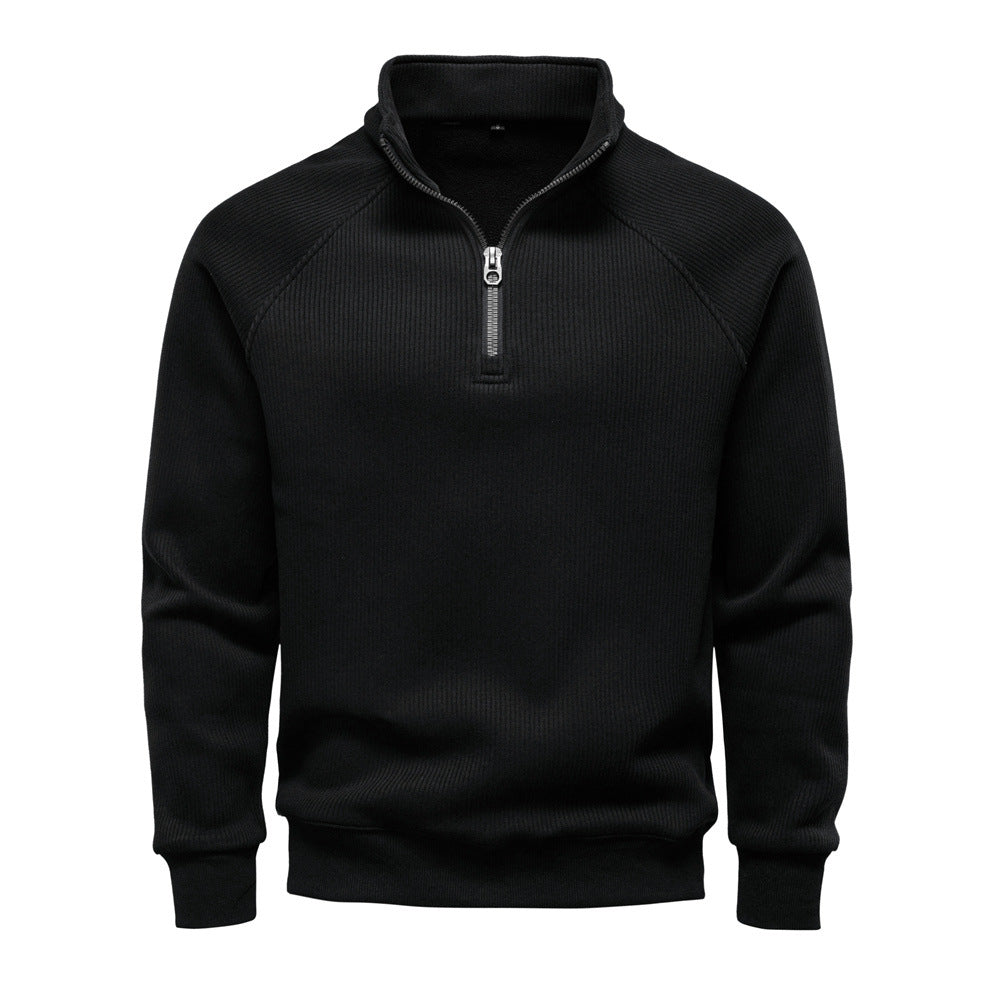 Pull en polyester avec fermeture éclair quart de tour pour homme
