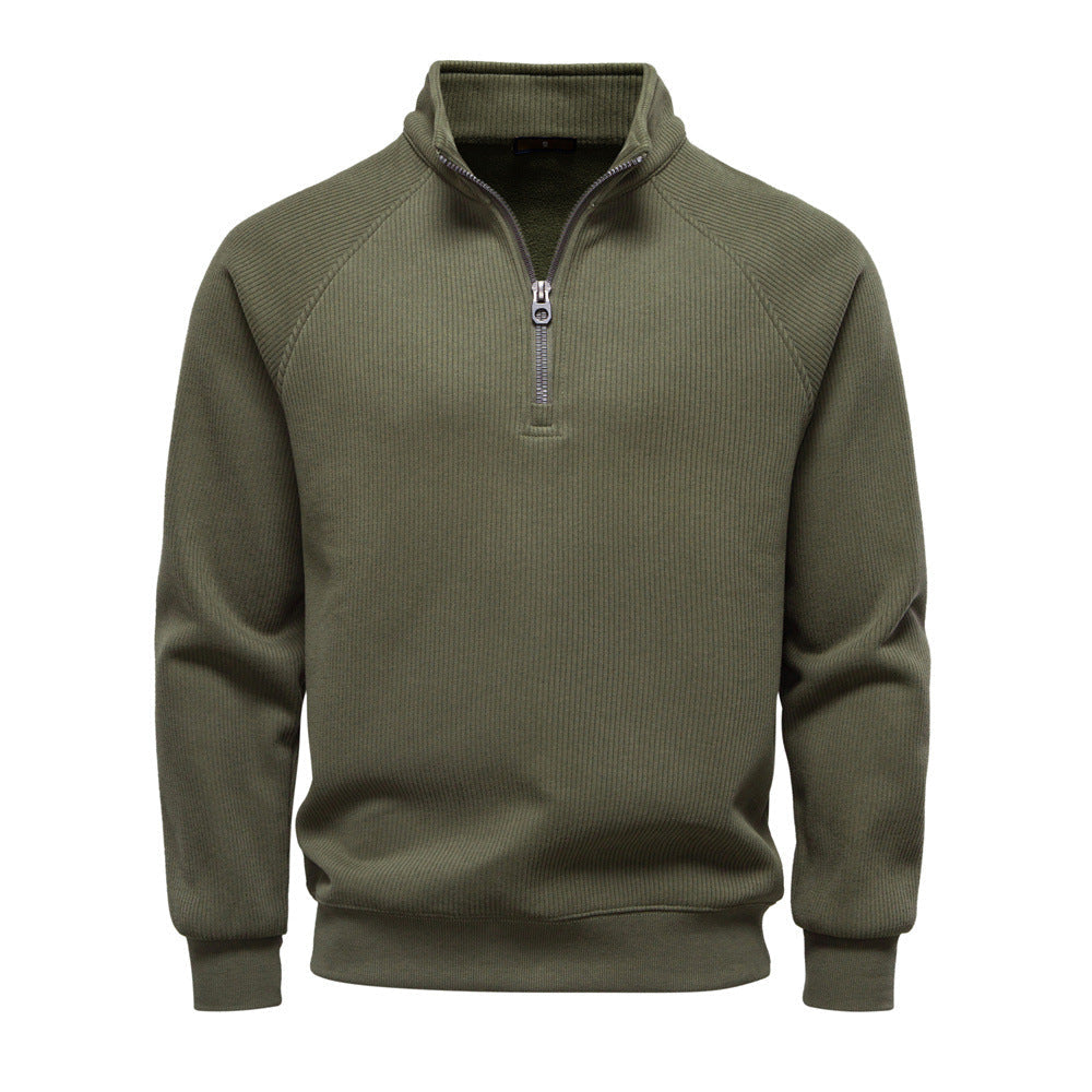 Pull en polyester avec fermeture éclair quart de tour pour homme