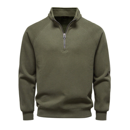 Pull en polyester avec fermeture éclair quart de tour pour homme