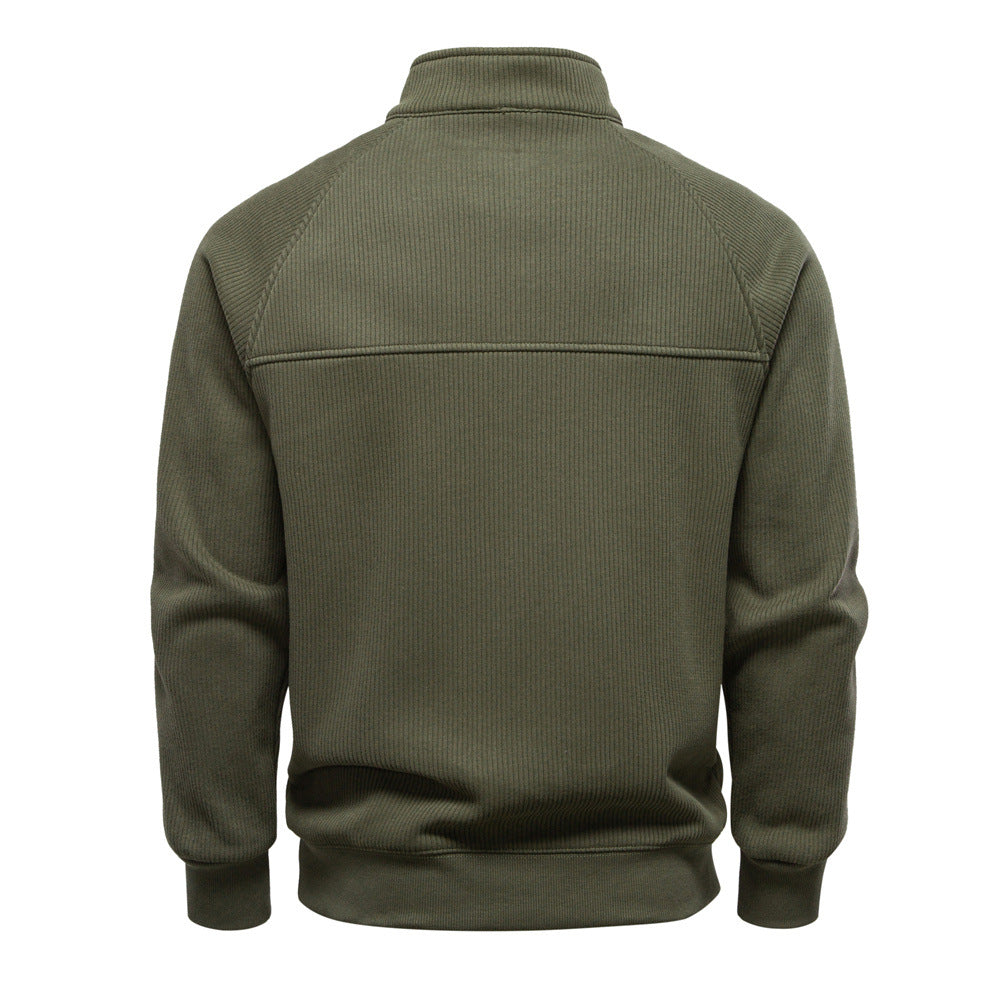 Pull en polyester avec fermeture éclair quart de tour pour homme