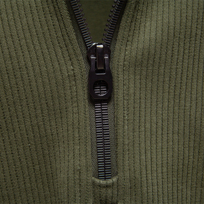 Pull en polyester avec fermeture éclair quart de tour pour homme