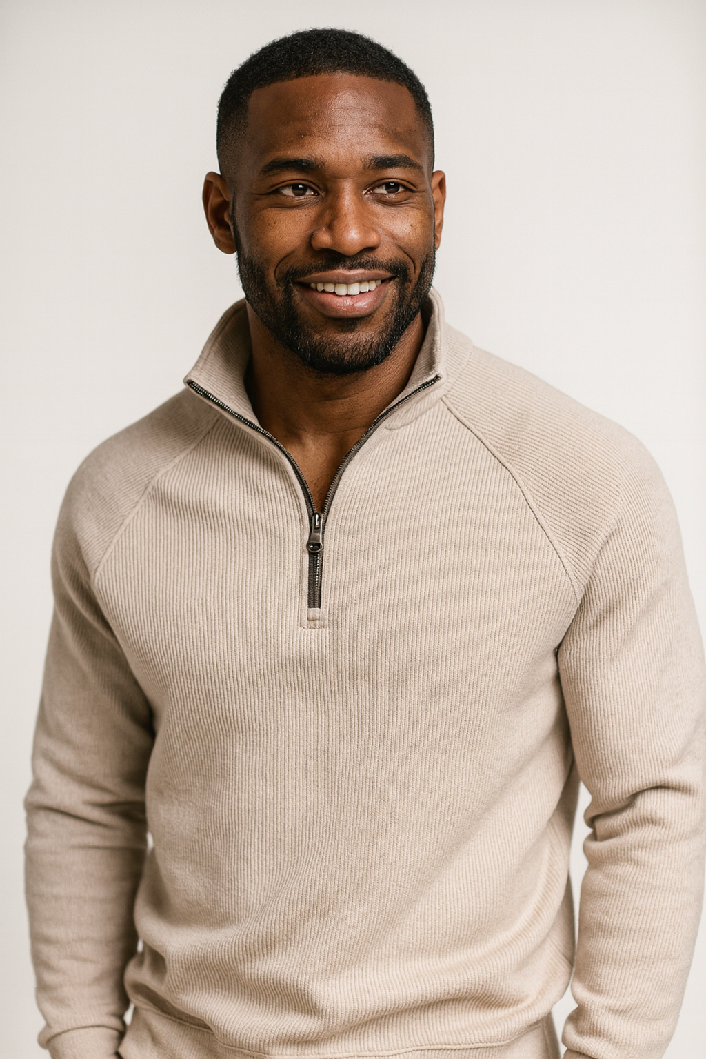 Pull en polyester avec fermeture éclair quart de tour pour homme