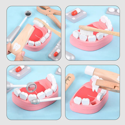 Coffret docteur et dentiste pour enfants, mallette de transport avec accessoires disposés