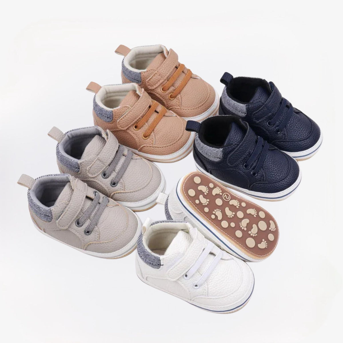Chaussures bébé antidérapantes, vue d'ensemble