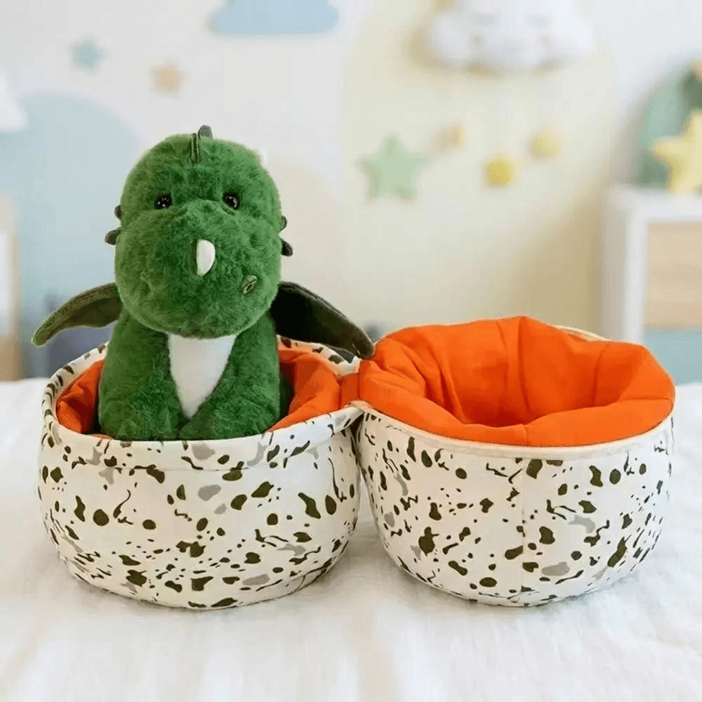 Peluche œuf de dinosaure Melvoire fermé, vue extérieure