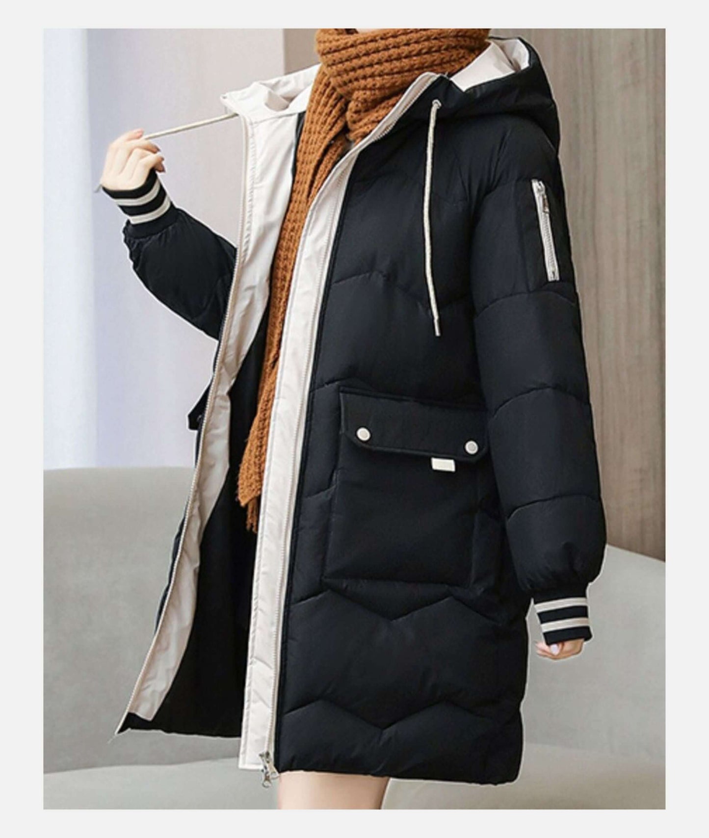 Manteau d'hiver pour femme avec capuchon