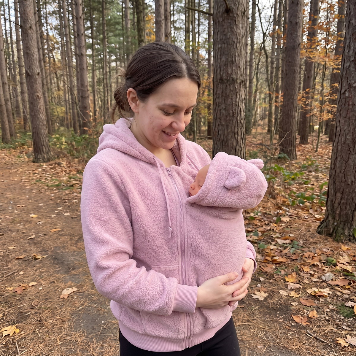 Sweat à Capuche de Portage en Polaire avec Poche Bébé Amovible