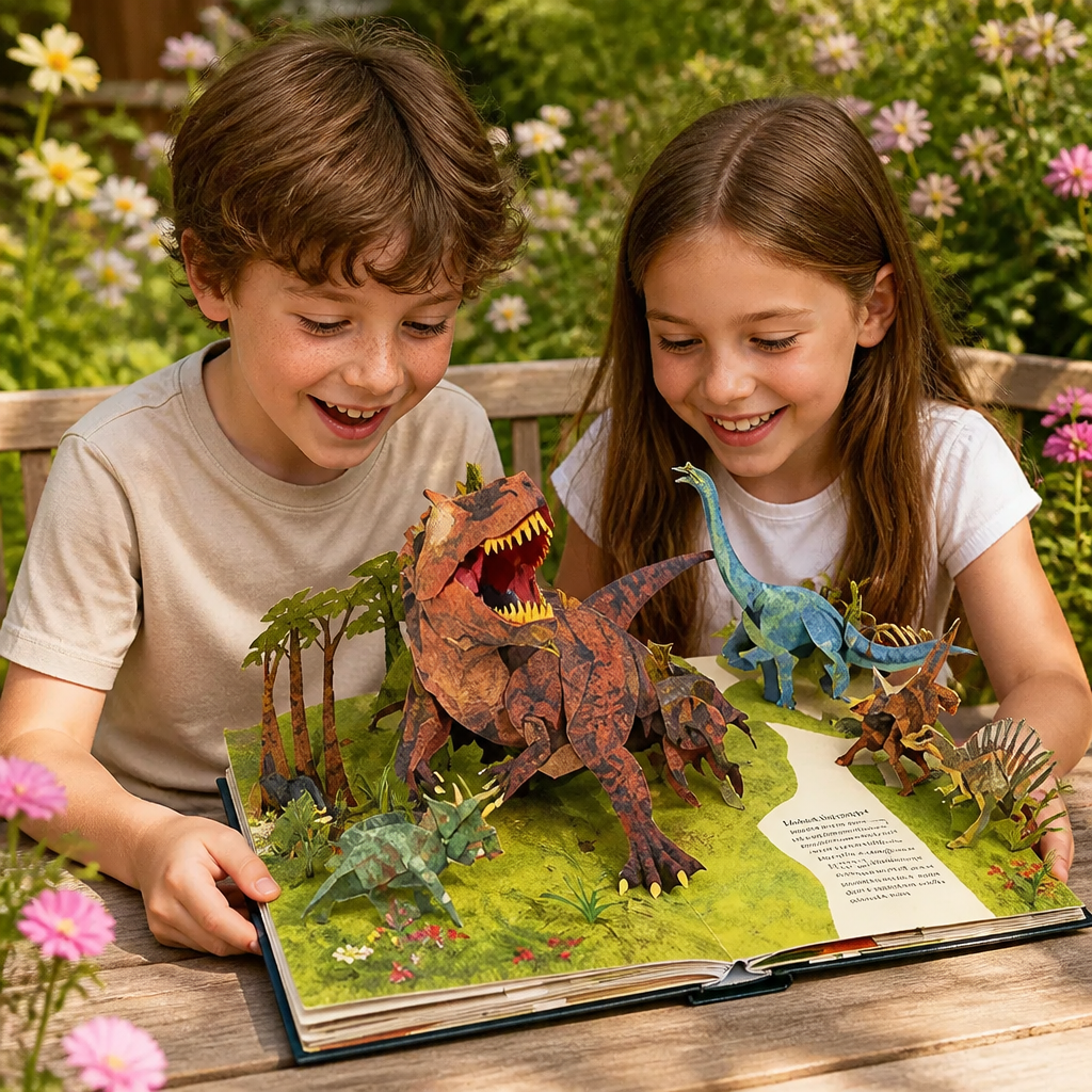 Livre encyclopédie pop-up 3D des dinosaures pour enfant, couverture