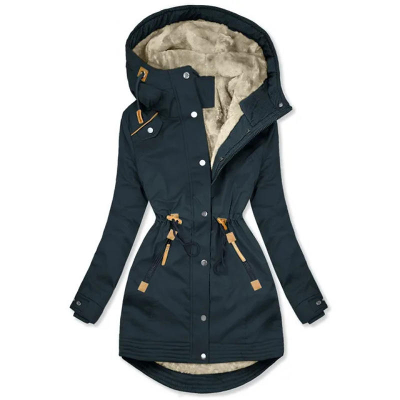 Parka femme à capuchon, vue de profil