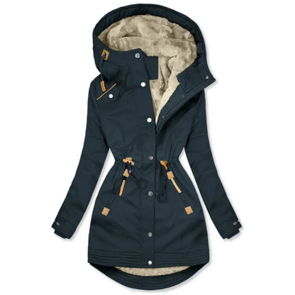 Parka femme à capuchon, vue de profil