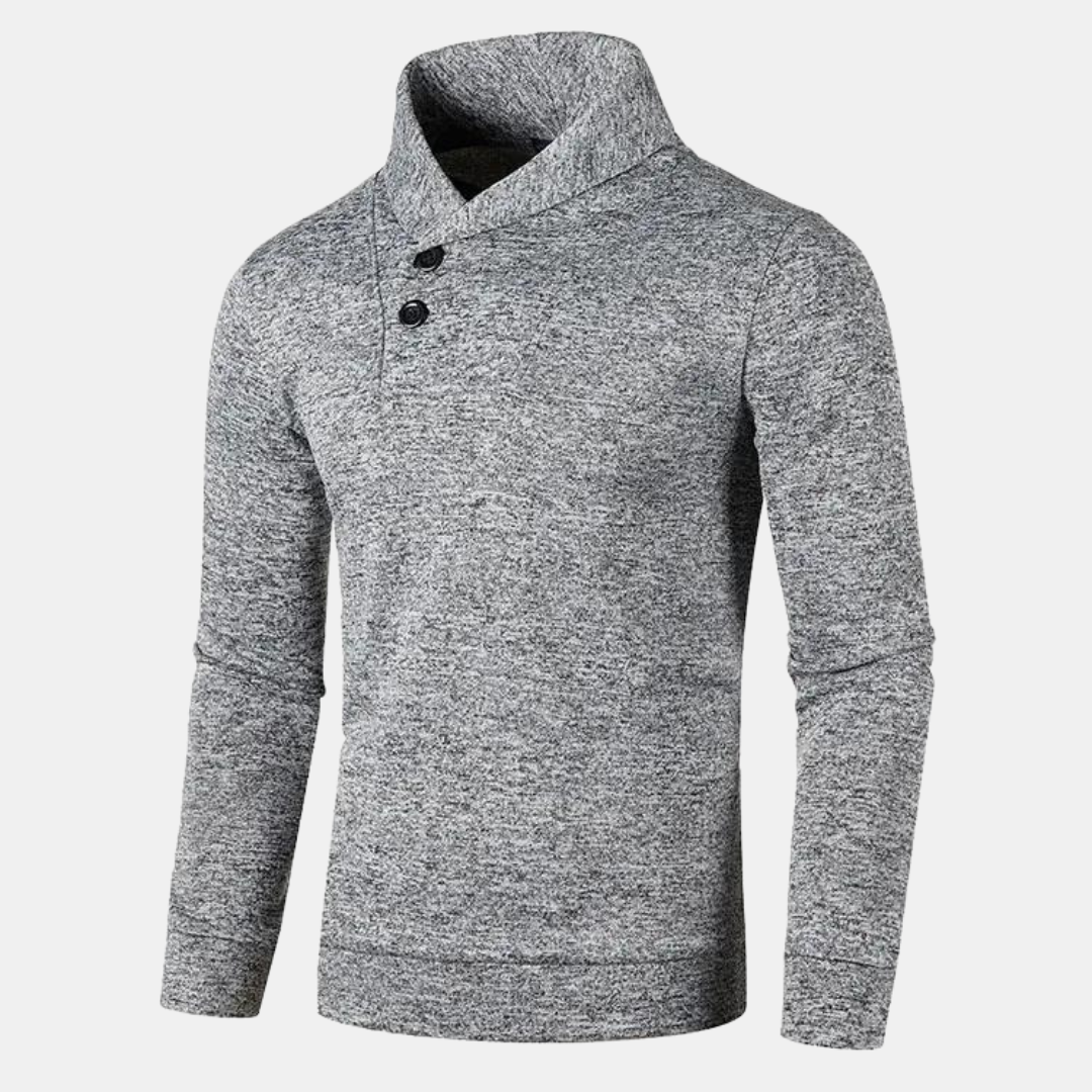 Détail des mailles du pull ajusté en coton pour homme