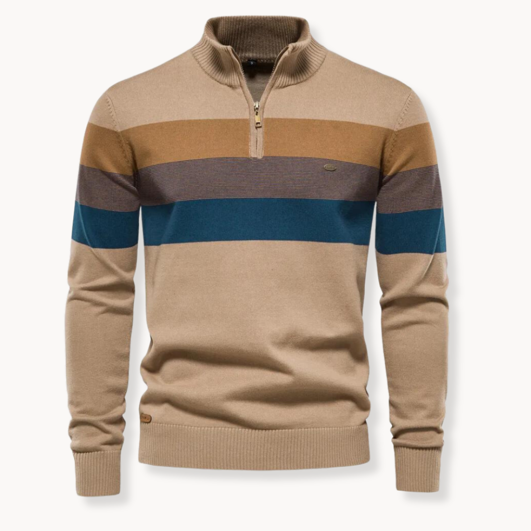 Pull homme à col zippé, vue de dos