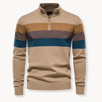 Pull homme à col zippé, vue de dos