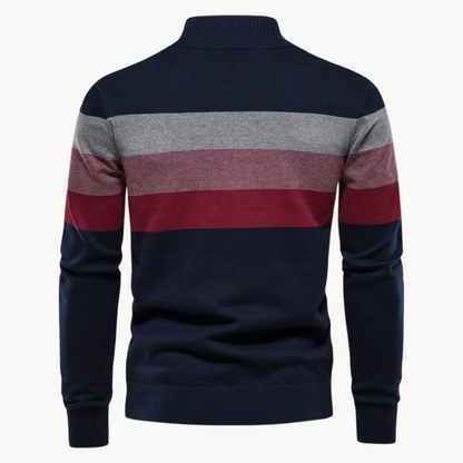 Détail des poignets et de la base du pull pour homme