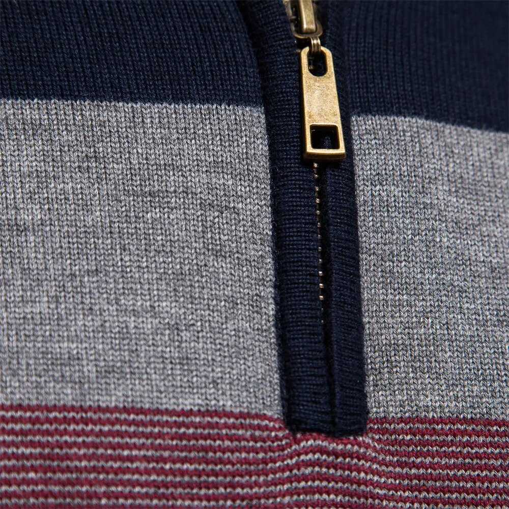 Pull homme à fermeture éclair motif color-block, porté de face