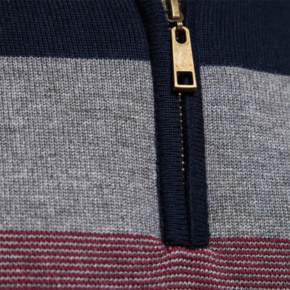 Pull homme à fermeture éclair motif color-block, porté de face