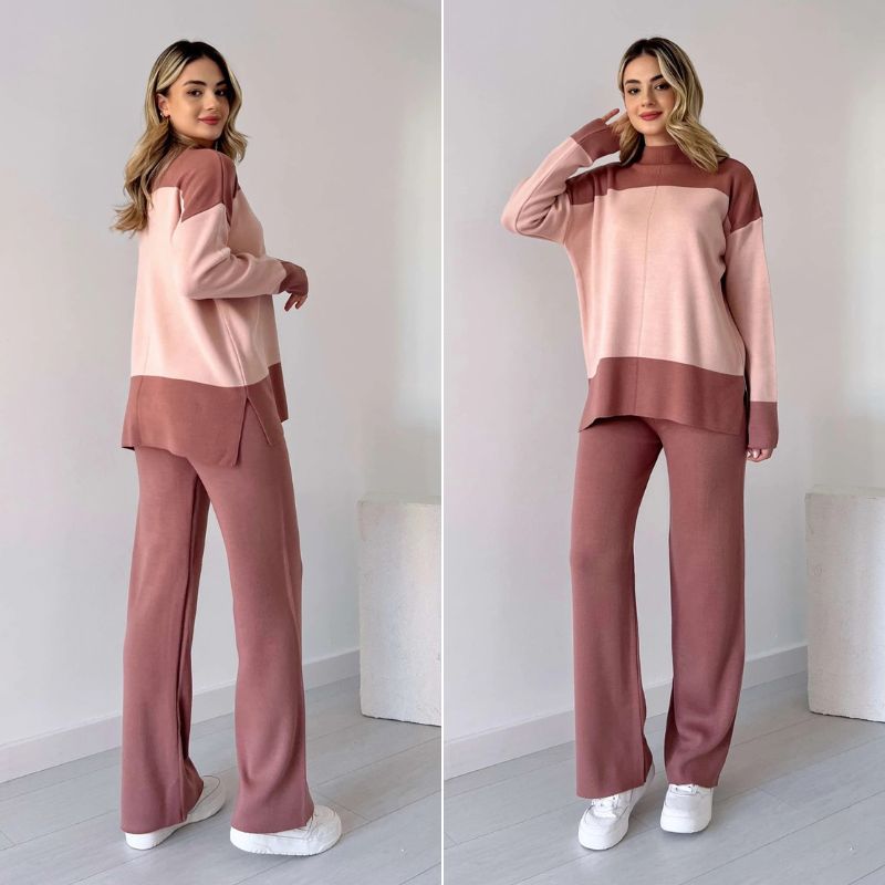 pull pour femme, détail du design en blocs de couleurs