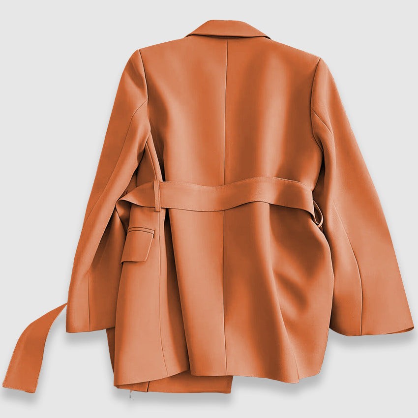 Ensemble veste blazer effet cape et ceinture ajustée, vue d'ensemble