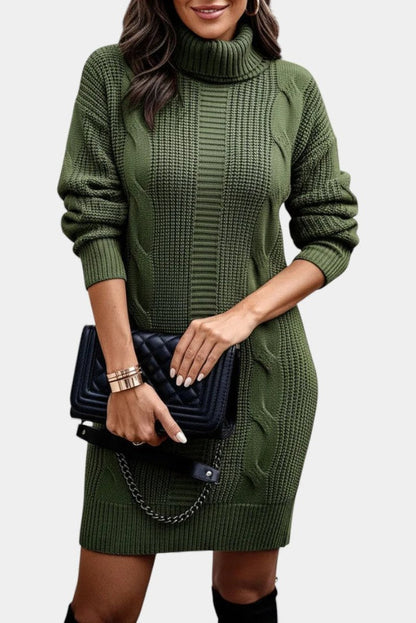 robe en maille pour femme avec col roulé, vue avant