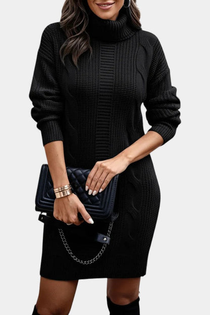 robe en maille pour femme avec col roulé, vue arrière