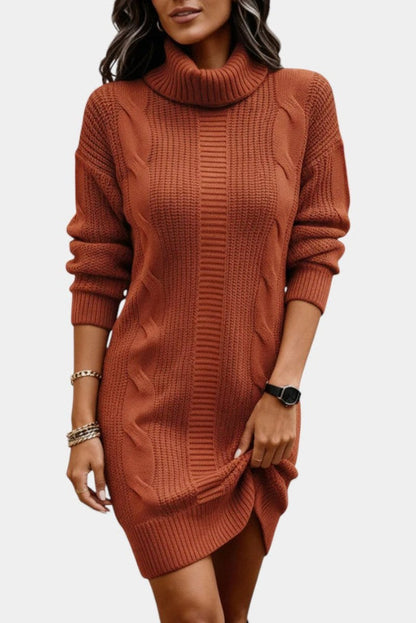 robe en maille pour femme avec col roulé, vue de côté