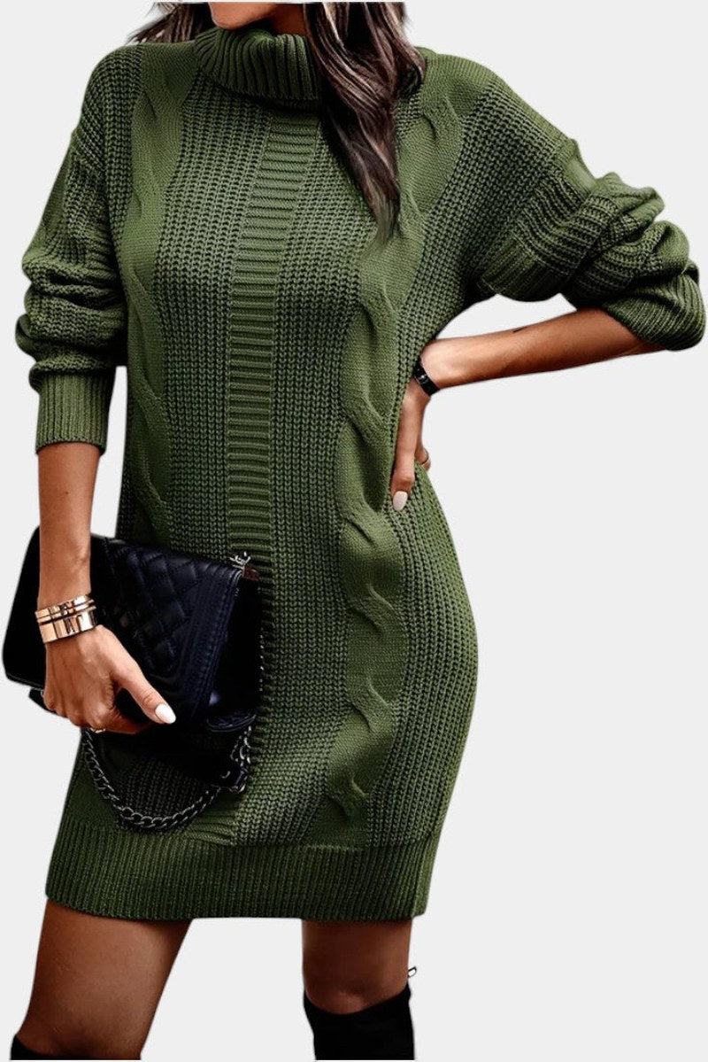 Robe en maille pour femme avec col roulé