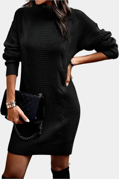 Robe en maille pour femme avec col roulé