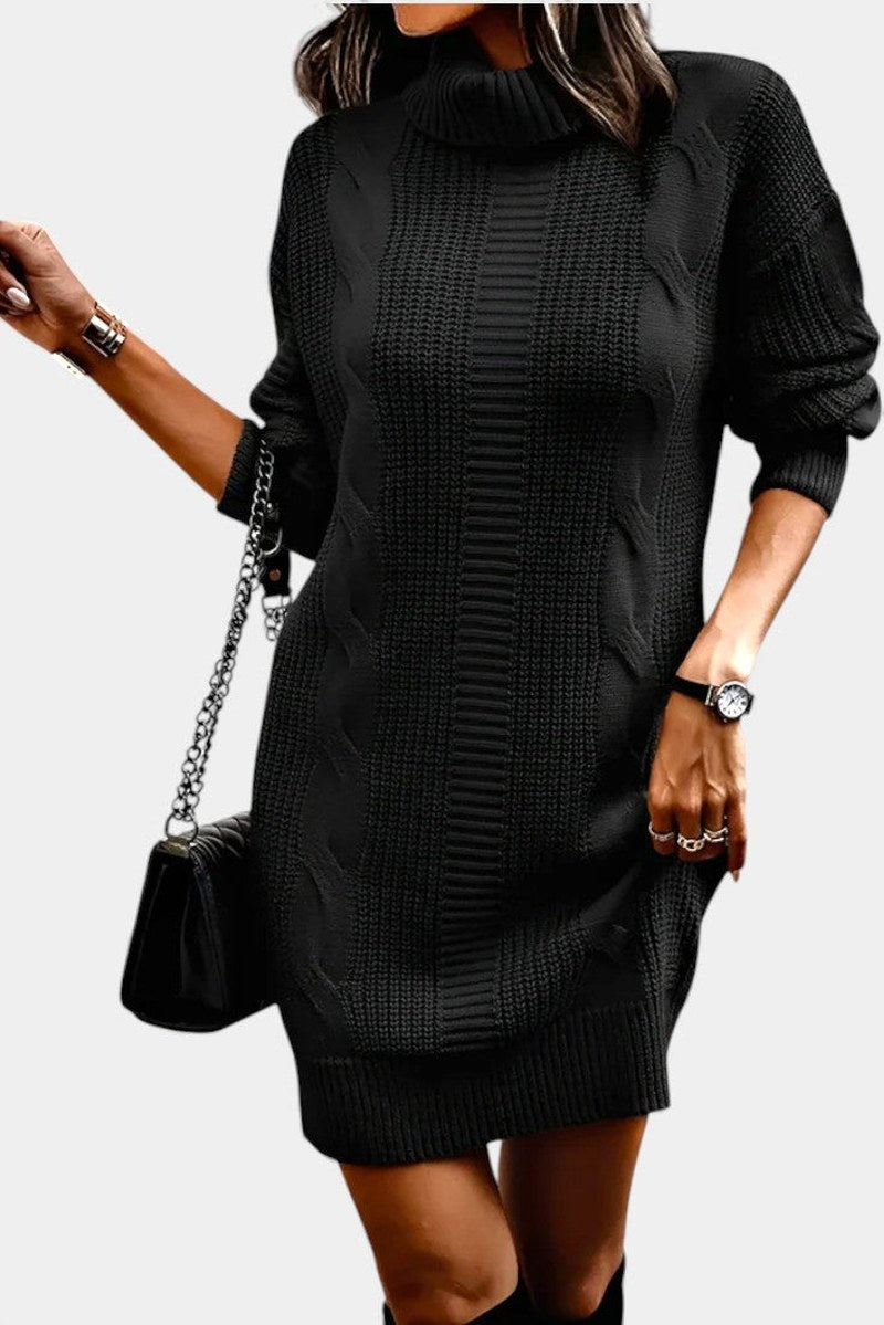 Robe en maille pour femme avec col roulé