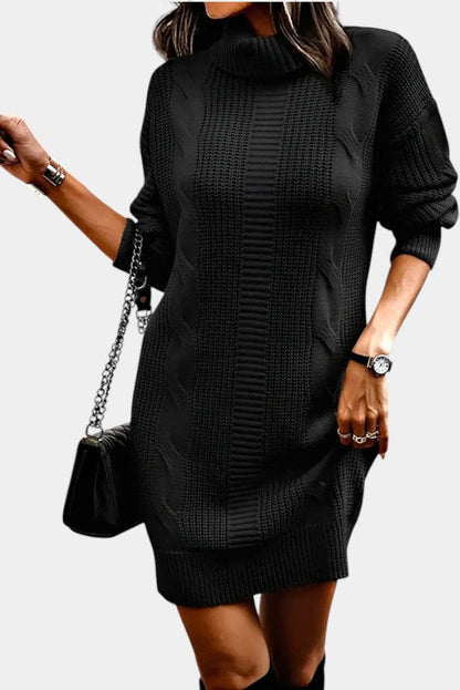 Robe en maille pour femme avec col roulé