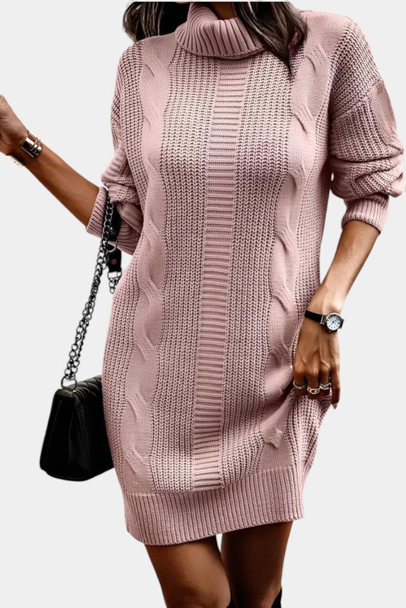 Robe en maille pour femme avec col roulé