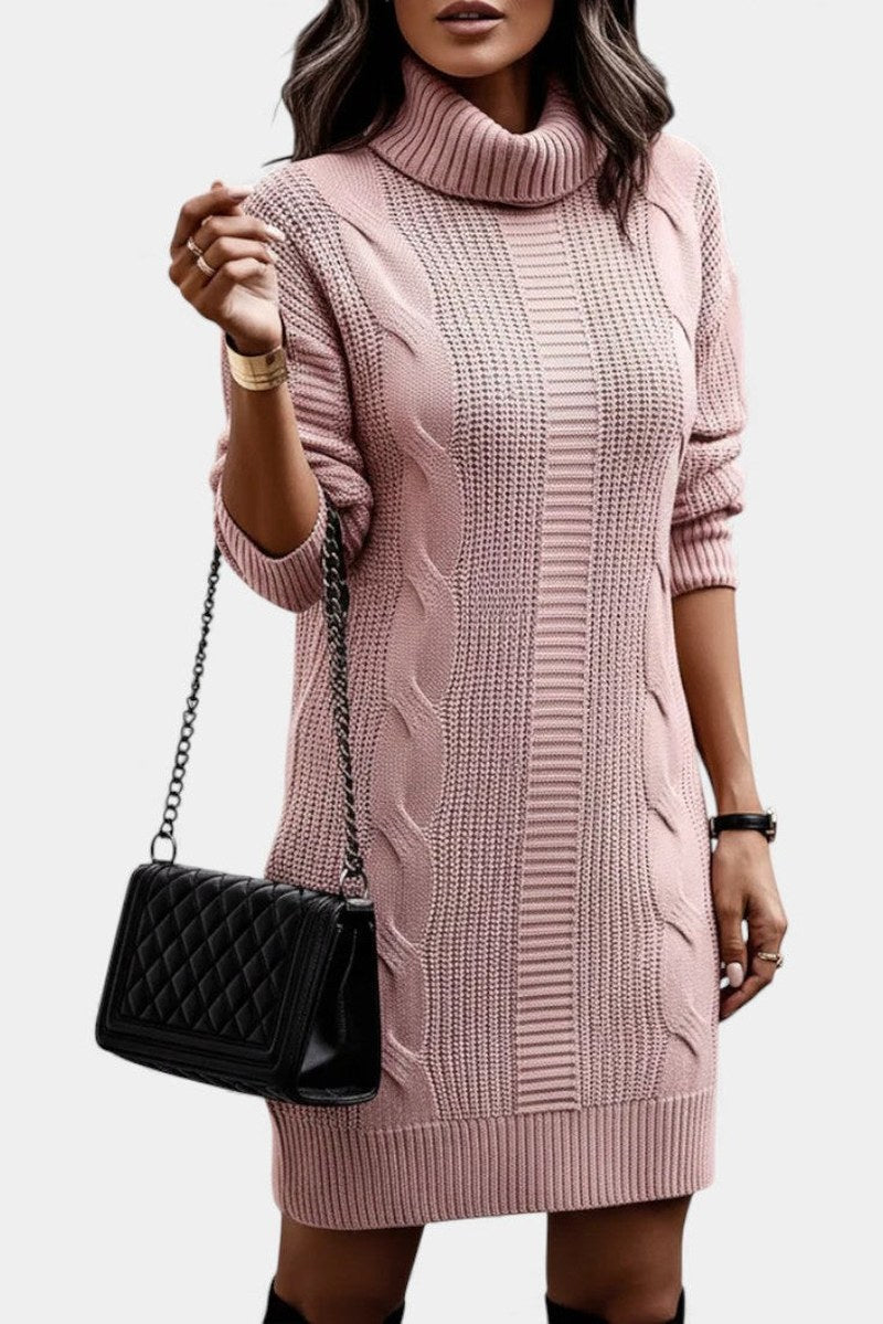 Robe en maille pour femme avec col roulé
