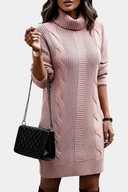 Robe en maille pour femme avec col roulé