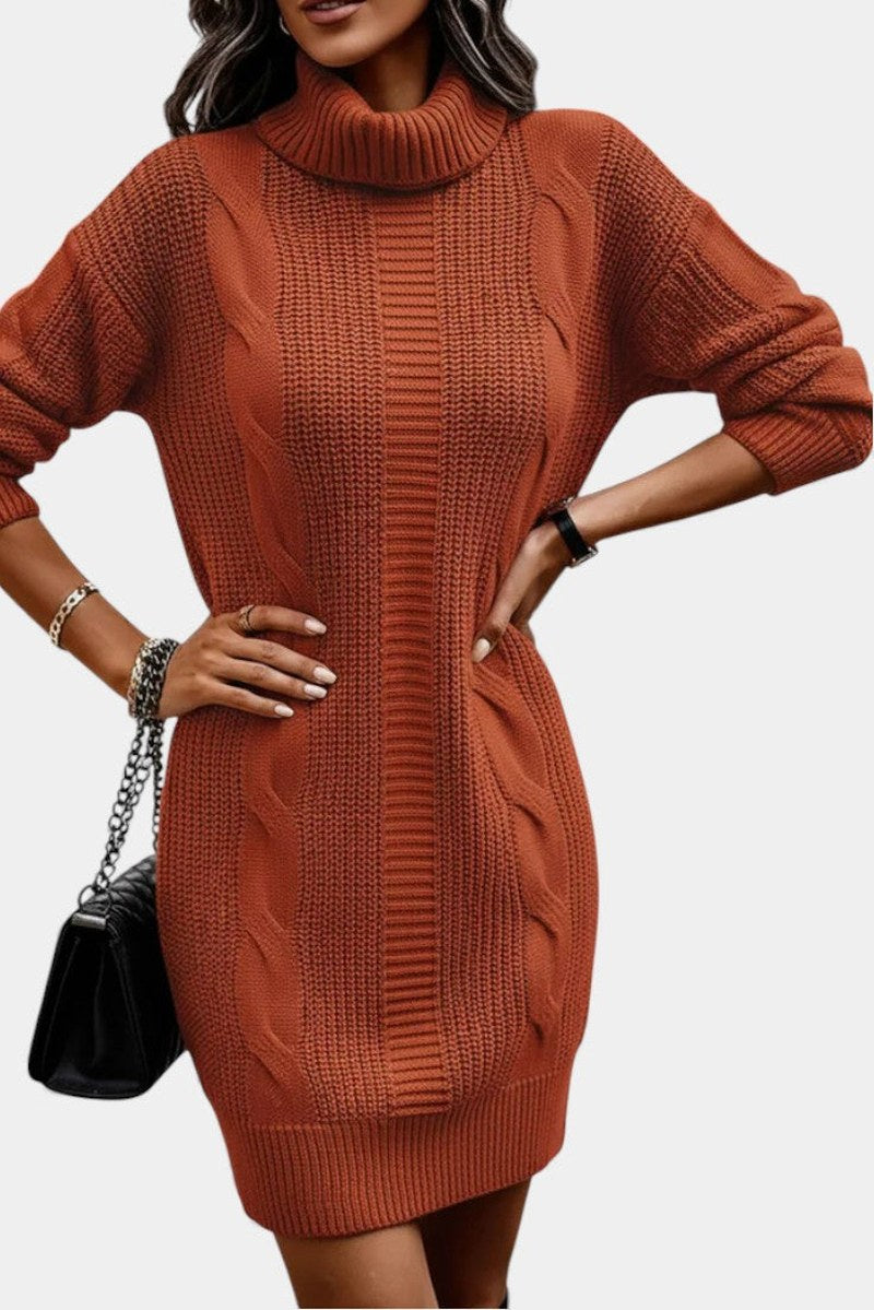 Robe en maille pour femme avec col roulé