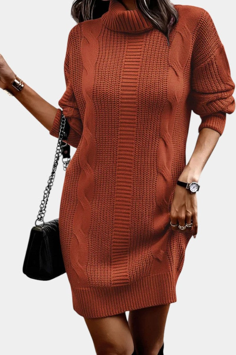 Robe en maille pour femme avec col roulé